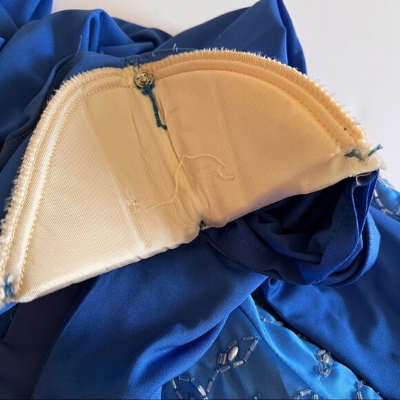 VIVEINNE for Trendy New York Blue beaded Vintage deep lowback dress size 2-4 - Picture 8 of 11